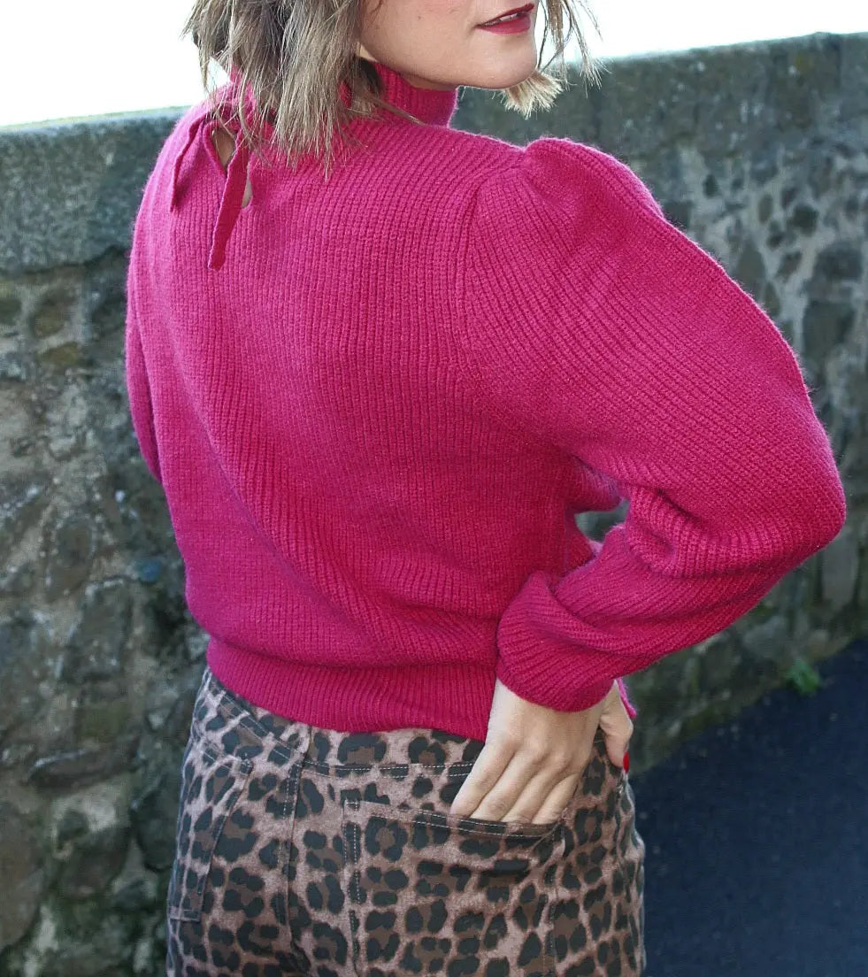 Pull AMBRE Rouge - col montant noden boutique