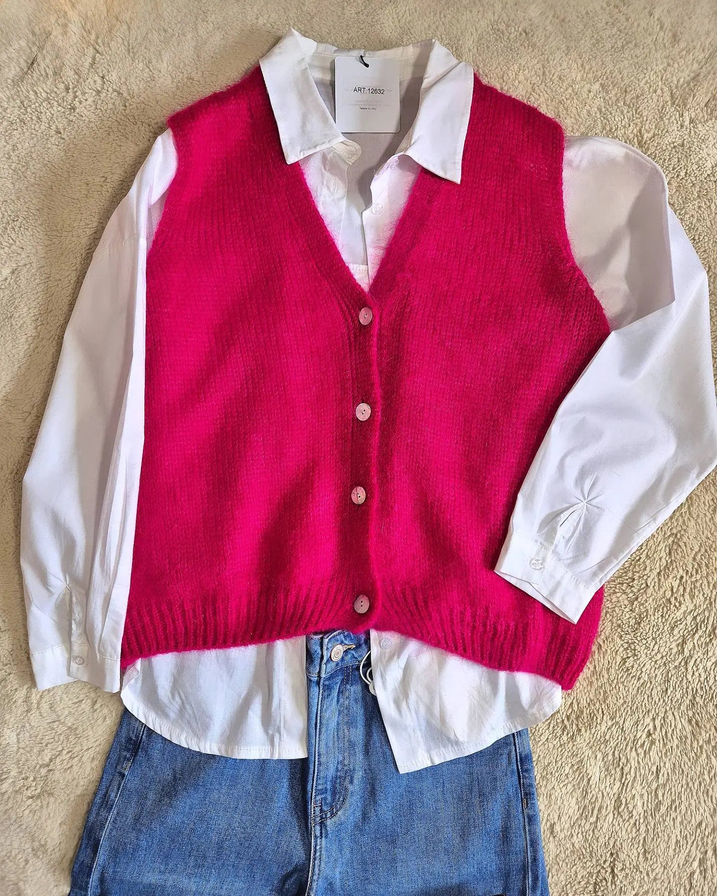 Gilet sans manche - NOAM framboise noden boutique