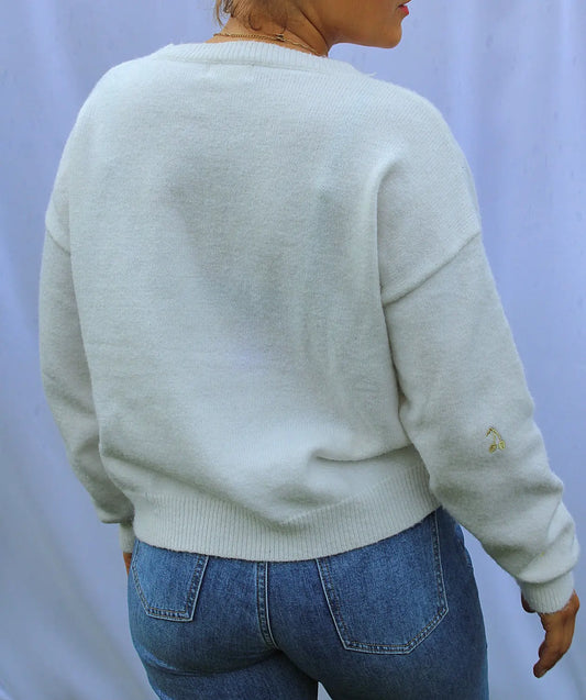 Gilet Lucie blanc cerise dore femme noden boutique