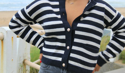 Veste Cardigan Marin femme noir et blanc noden boutique