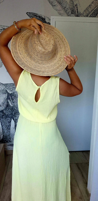 Ensemble Capucine jaune pastel - dos ouvert haut viscose 