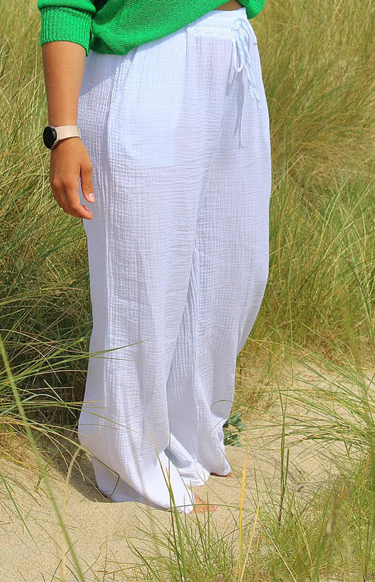Pantalon Milo - Gaze de coton blanc noden boutique