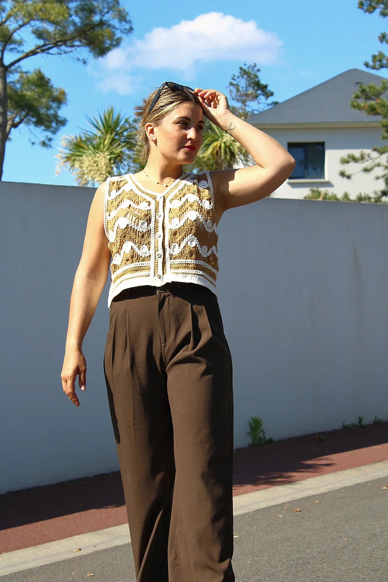 Pantalon Tony - coupe tailleur Marron noden boutique