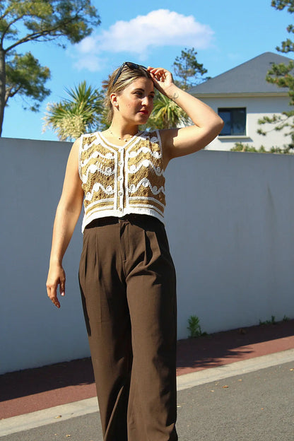 Pantalon Tony - coupe tailleur Marron noden boutique