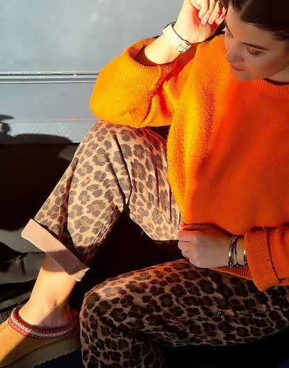 Jean EDEN Leopard coupe droite noden boutique