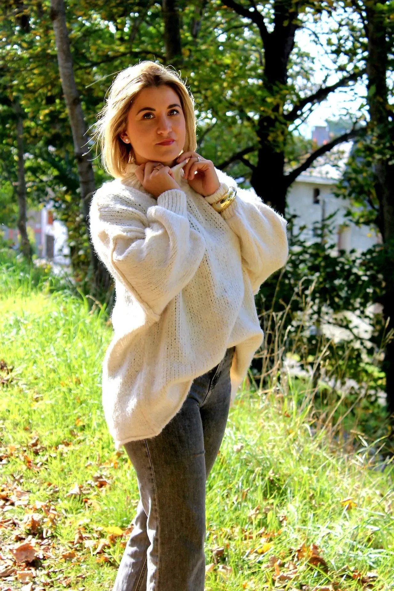 Pull Romy blanc – Coupe oversize, taille unique noden boutique