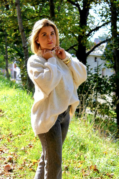 Pull Romy blanc – Coupe oversize, taille unique noden boutique