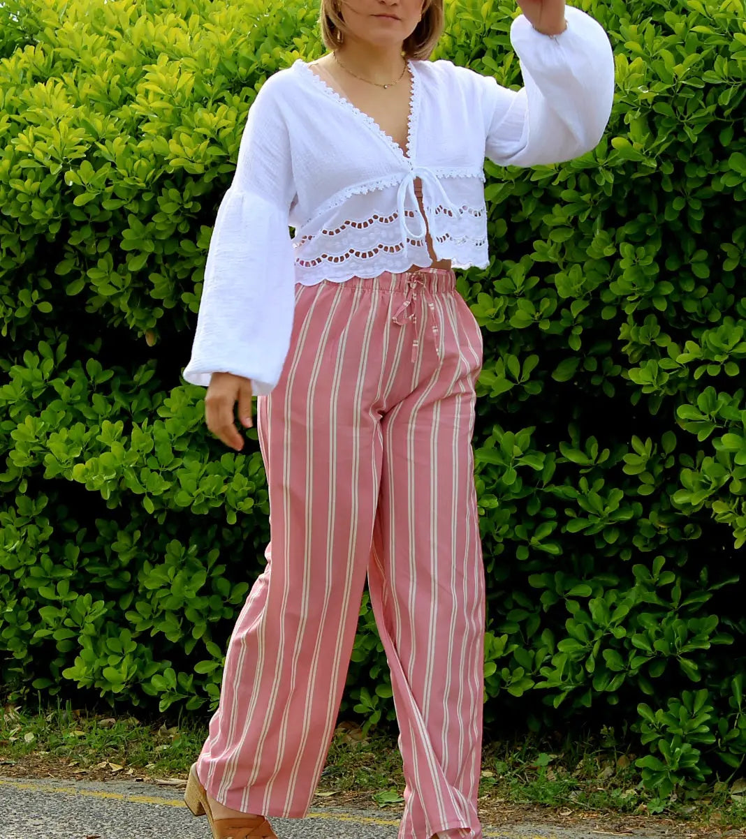 Pantalon Lou rose – Coupe fluide, taille unique noden boutique