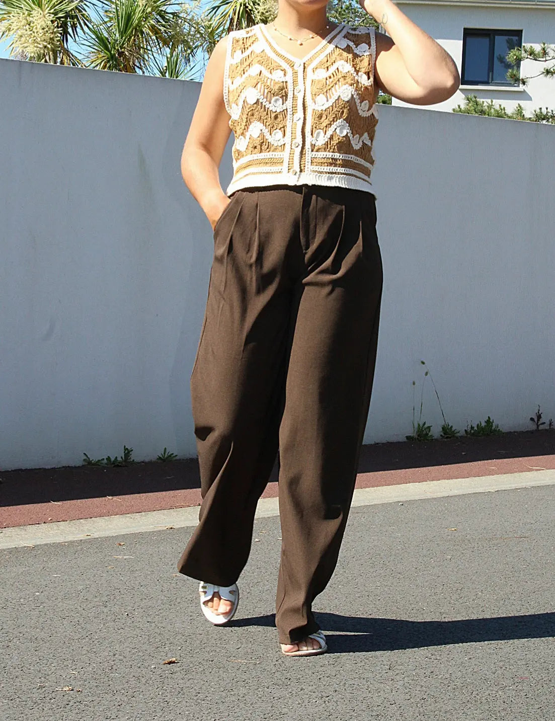Pantalon Tony - coupe tailleur Marron noden boutique