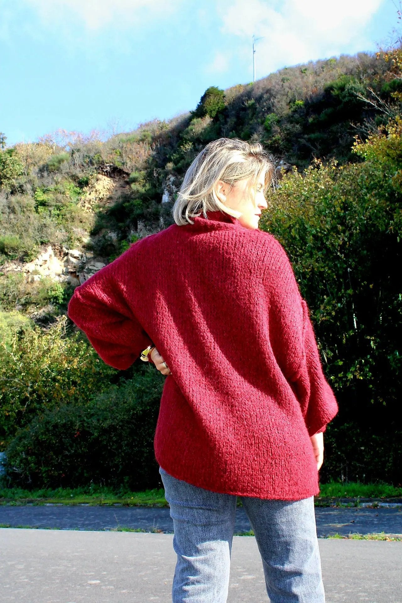 Pull Romy Bordeaux coupe Oversize noden boutique