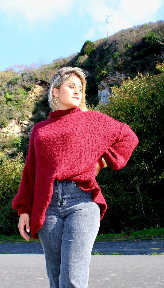 Pull Romy Bordeaux coupe Oversize noden boutique