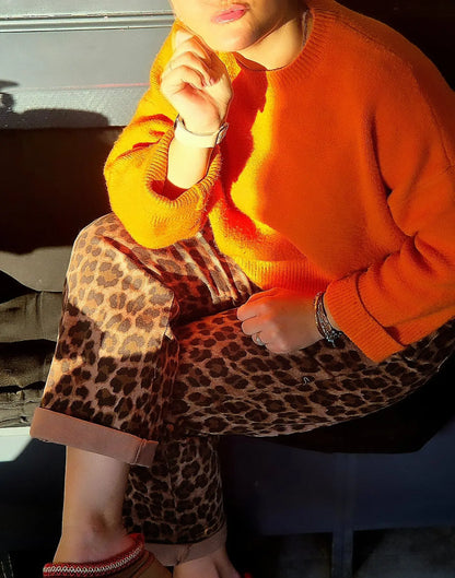 Jean EDEN Leopard coupe droite noden boutique