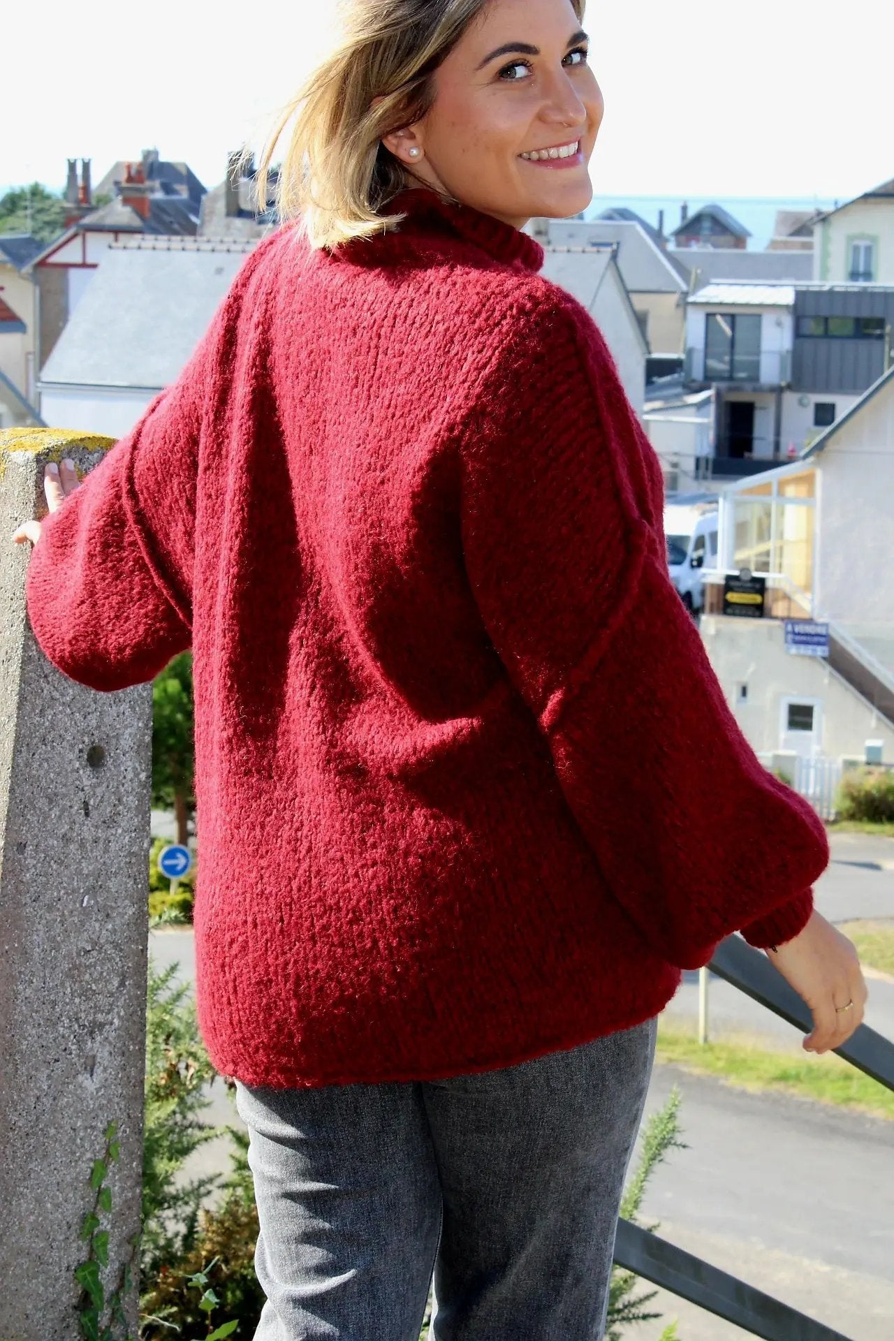 Pull Romy Bordeaux coupe Oversize noden boutique