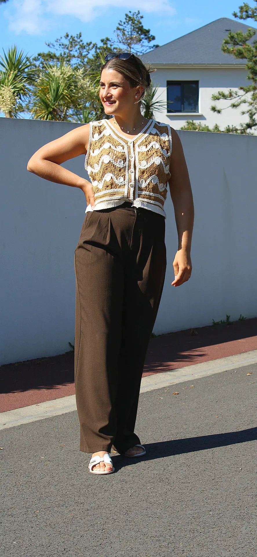 Pantalon Tony - coupe tailleur Marron noden boutique