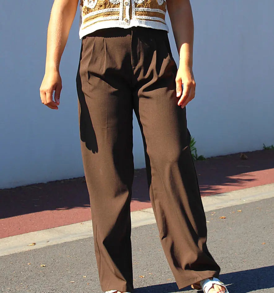 Pantalon Tony - coupe tailleur Marron noden boutique