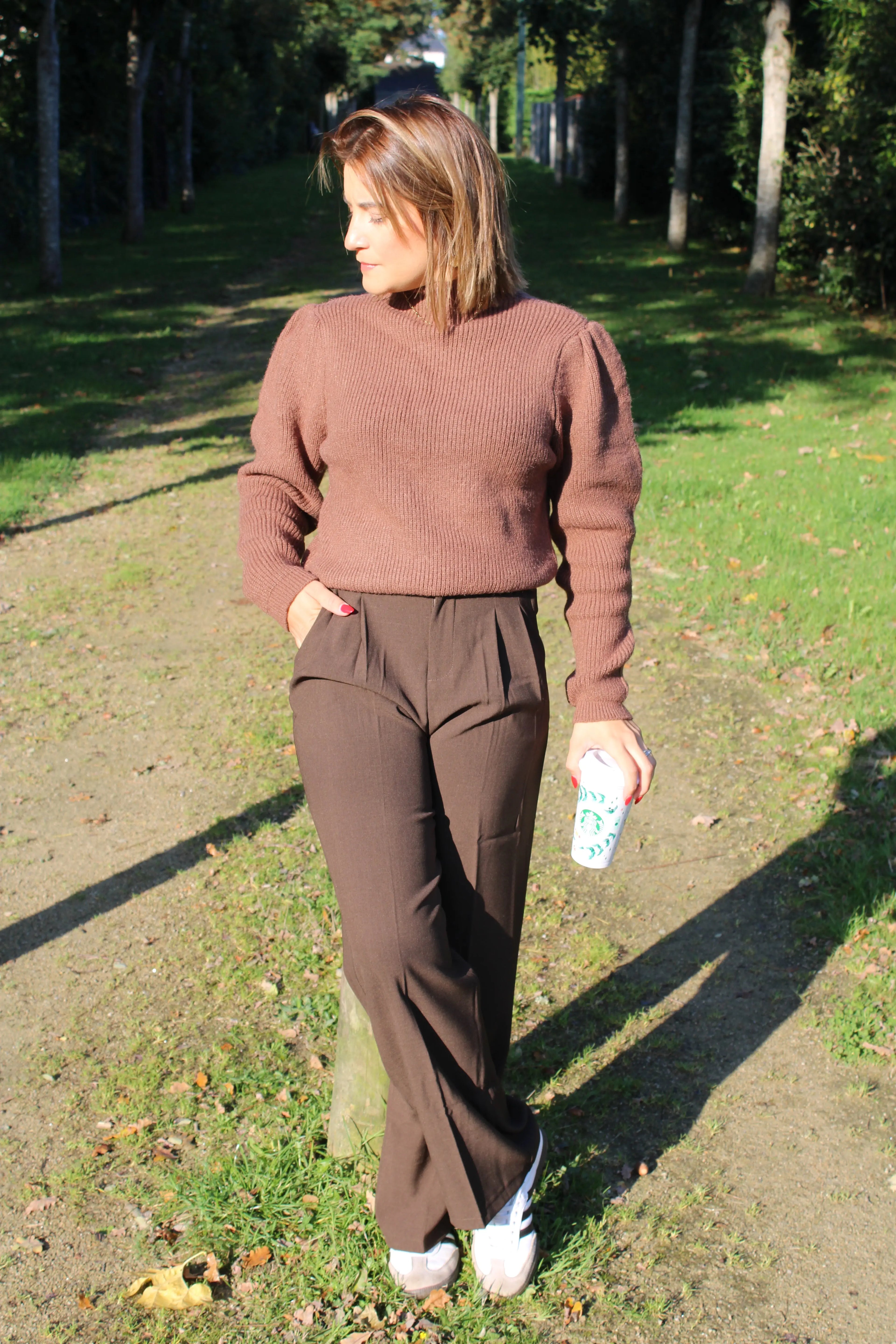 Pantalon Tony - coupe tailleur Marron noden boutique