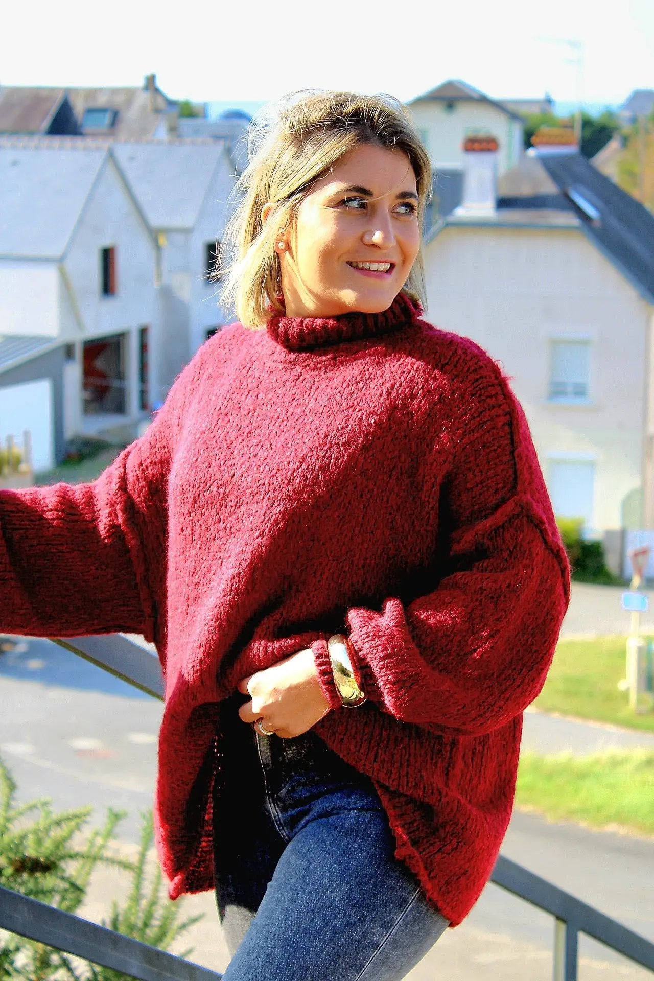 Pull Romy Bordeaux coupe Oversize noden boutique