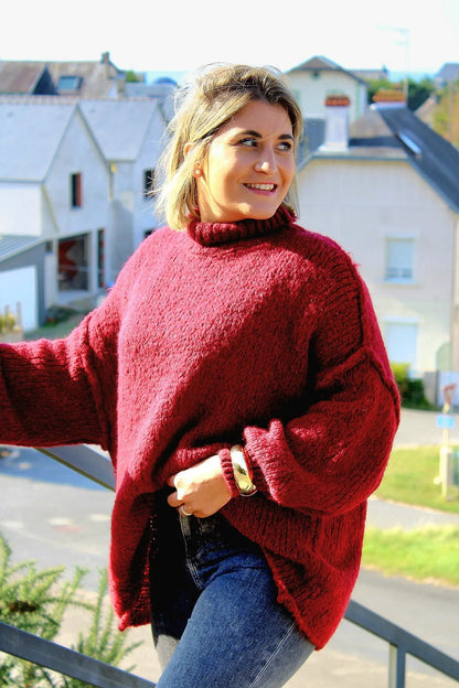 Pull Romy Bordeaux coupe Oversize noden boutique
